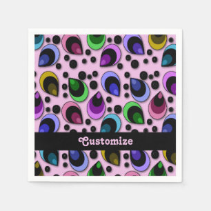 Servilleta De Papel El pavo real abstracto rosado empluma servilletas