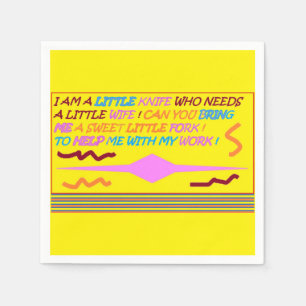 Servilleta De Papel El Pequeño Cuñado poema divertido colores naranja 