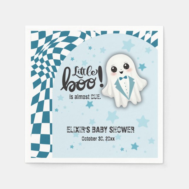 Servilleta De Papel El pequeño fantasma azul casi se debe a Baby Showe (Anverso)
