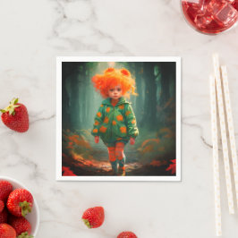 Servilleta De Papel El pequeño Naranja Haired Chica