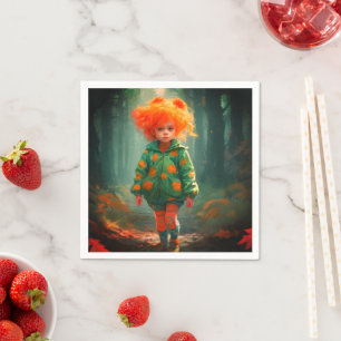 Servilleta De Papel El pequeño Naranja Haired Chica