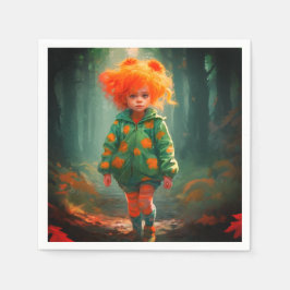 Servilleta De Papel El pequeño Naranja Haired Chica