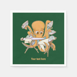 Servilleta De Papel El planchado de pulpo, abrumado por las tareas.