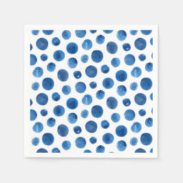 Servilleta De Papel El polka azul domina la acuarela. Patrón moderno d