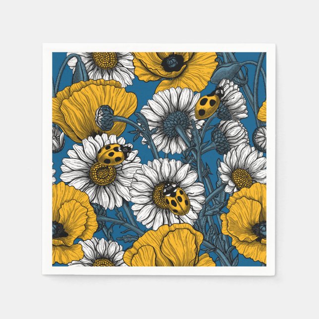 Servilleta De Papel El prado en amarillo y azul (Anverso)