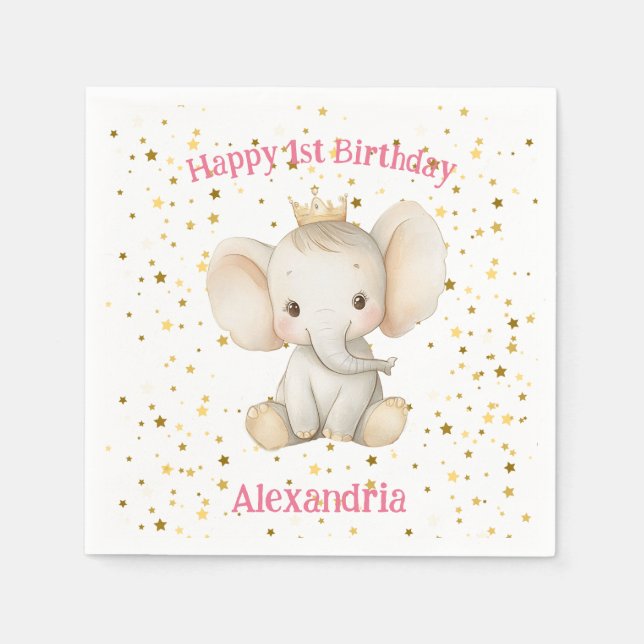 Servilleta De Papel El primer cumpleaños de la princesa elefante perso (Anverso)