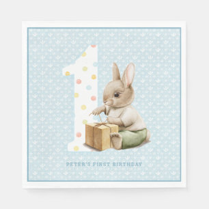 Servilleta De Papel El primer cumpleaños de un conejo lindo