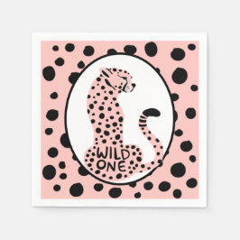Servilleta De Papel El primer cumpleaños de Wild One Pink Leopard