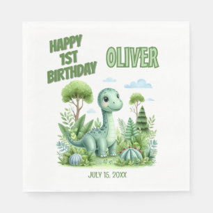 Servilleta De Papel El primer cumpleaños del bebé dinosaurio