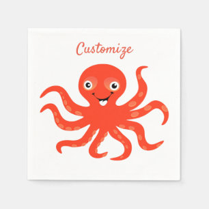Servilleta De Papel El pulpo sonriente rojo agudo Thunder_Cove