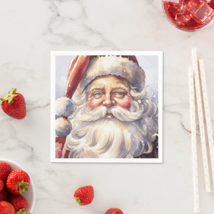 Servilleta De Papel El retro Santa Claus en un Navidad Gorra rojo