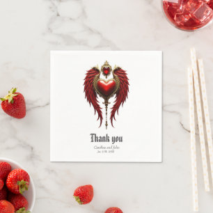 Servilleta De Papel El romanticismo vintage con el corazón y las alas