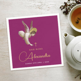 Servilleta De Papel El simple ángel de oro magenta bendice escritura r