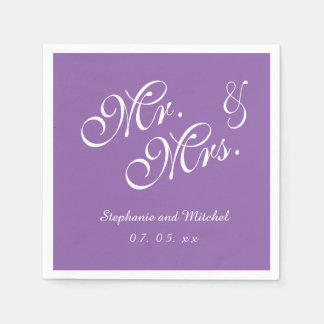 Servilleta De Papel El Sr. Púrpura y la Sra. | Napkins de papel boda