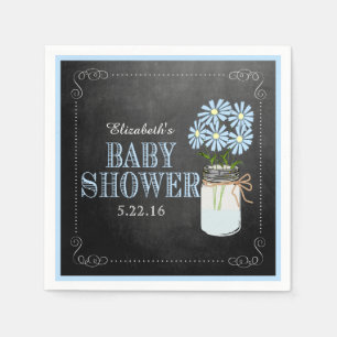 Servilleta De Papel El tarro de albañil con el azul florece Baby
