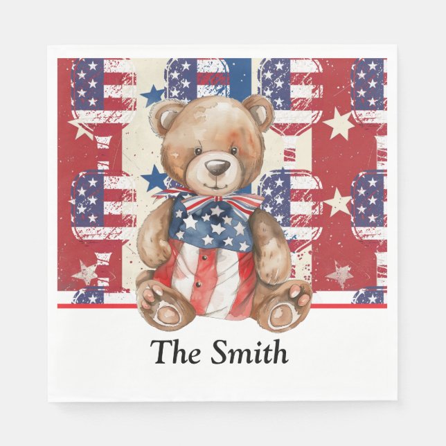 Servilleta De Papel El tema americano del futbol de 4 de julio (Anverso)