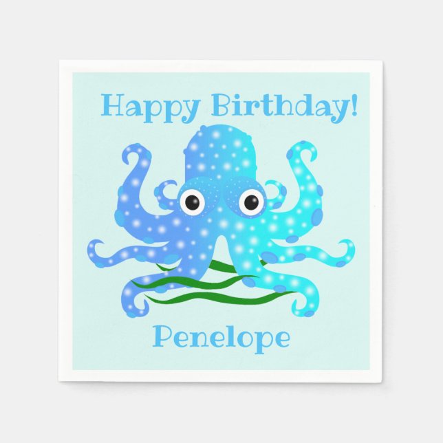 Servilleta De Papel El tema náutico del pulpo azul más bonito (Anverso)