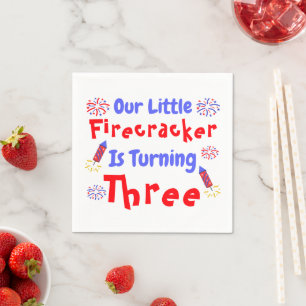 Servilleta De Papel El tercer cumpleaños de Little Firecracker
