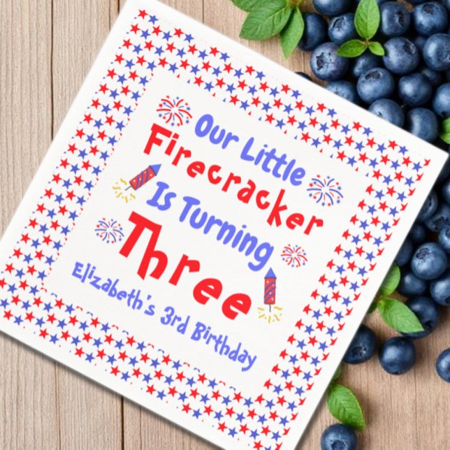 Servilleta De Papel El tercer cumpleaños de Little Firecracker (Subido por el creador)
