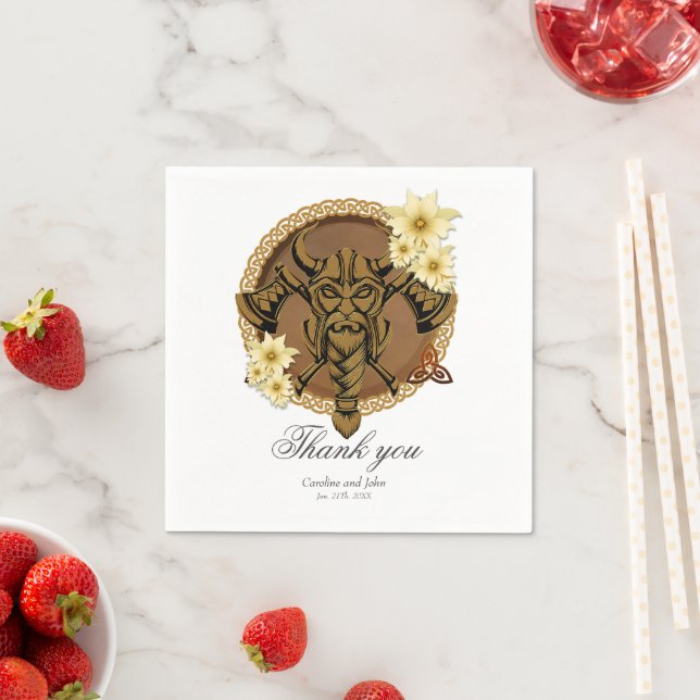 Servilleta De Papel El valiente viking con Helmet con cuernos. (In situ)