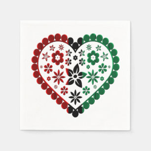 Servilleta De Papel El verde rojo de los colores de Kinara el corazón