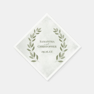 Servilleta De Papel El verde sabio ruso deja al Boda diagonal