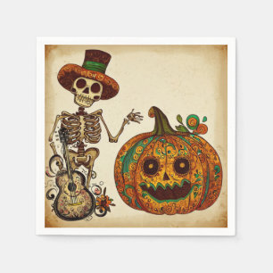 Servilleta De Papel El Viejo Skeleton/Día de la Calabaza de los Muerto