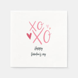 Servilleta De Papel El "XOXO" rosado de los corazones de San Valentín
