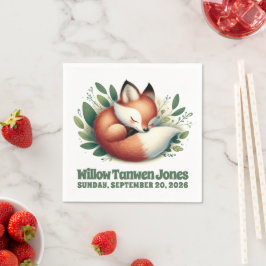 Servilleta De Papel El zorro aburrido se queda dormido en Baby Shower