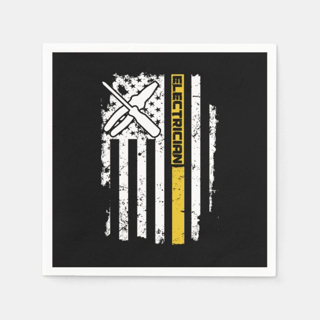 Servilleta De Papel Electrician USA Flag Electroni Estadounidense (Anverso)