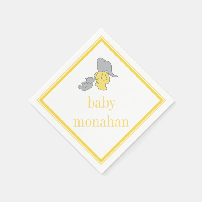 Servilleta De Papel Elefante amarillo | Cocktail Napkin (Borde)