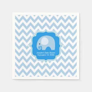 Servilleta De Papel Elefante azul Baby Shower Chevron del muchacho