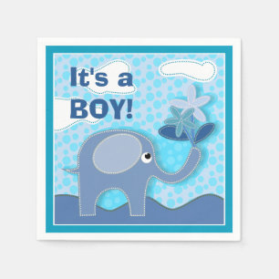 Servilleta De Papel Elefante azul bebé es un niño Baby Shower