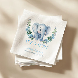 Servilleta De Papel Elefante azul Es un niño Baby Shower Napkins - Qué