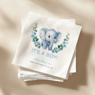 Servilleta De Papel Elefante azul Es un niño Baby Shower Napkins - Qué