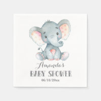 Elefante Baby Shower Gray Napkins