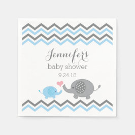 Servilleta De Papel Elefante Baby Shower Napkins Blue Gray Chevron