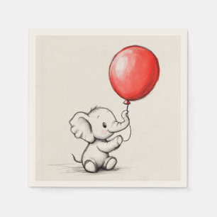 Servilleta De Papel Elefante bebé amistoso con papel de globo rojo