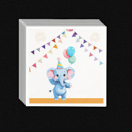 Servilleta De Papel Elefante bebé colorido con Baby Shower de globos