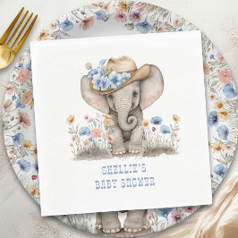 Servilleta De Papel Elefante bebé Cowboy Western Boho Wildflower