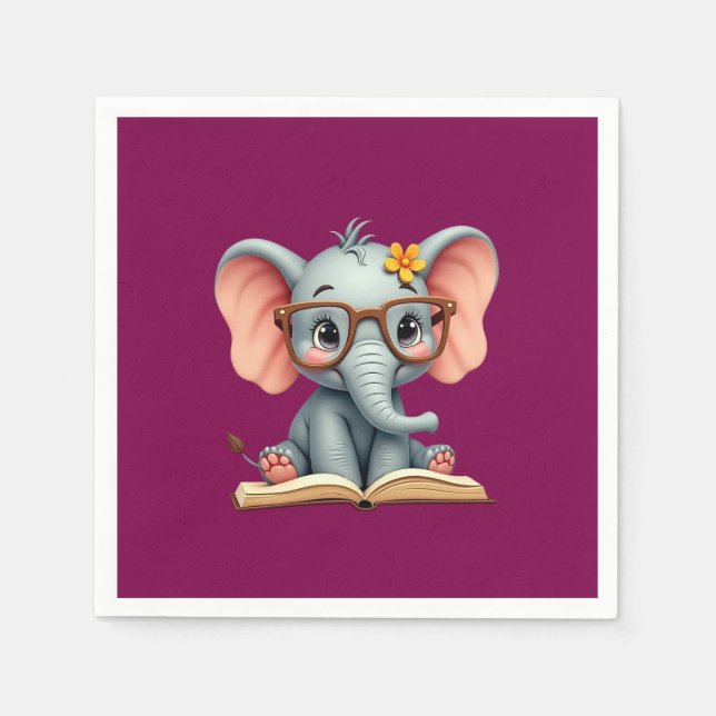 Servilleta De Papel Elefante Bebé Sabio (Anverso)
