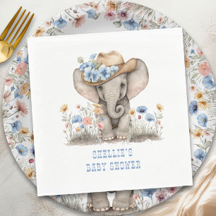 Servilleta De Papel Elefante bebé vaquero bohemio flores silvestres