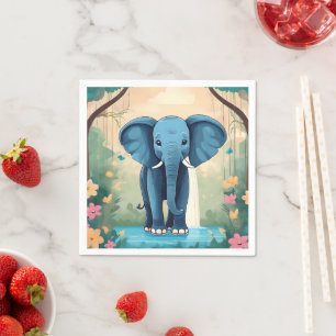 Servilleta De Papel Elefante Bebé Whimsical Azul,
