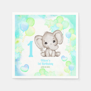 Servilleta De Papel Elefante Bonito Verano Colorido Niño 1er Cumpleaño