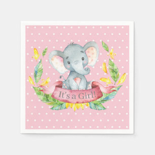 Servilleta De Papel Elefante chica Baby Shower Pink Napkins