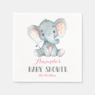 Servilleta De Papel Elefante chica Baby Shower Pink Napkins
