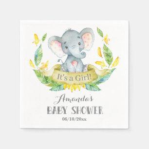 Servilleta De Papel Elefante chica Baby Shower Ropa amarilla y gris