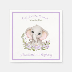Servilleta De Papel Elefante Chica de primer cumpleaños Personalizado