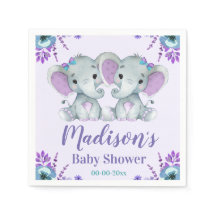 Elefante Chica gemela Baby Shower Napkins Floral