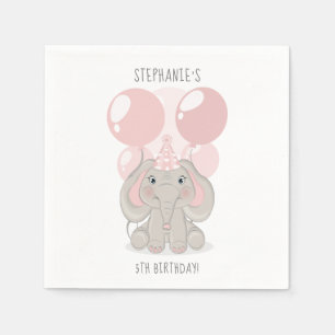 Servilleta De Papel Elefante con sombrero de fiesta de cumpleaños